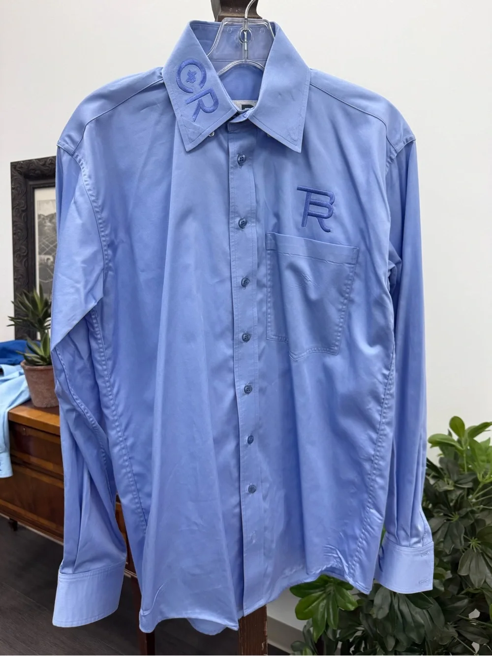 CR Ranchwear Men's Light Blue Dress Shirt with Embroidered 'CR.” - Picture 1 of 4